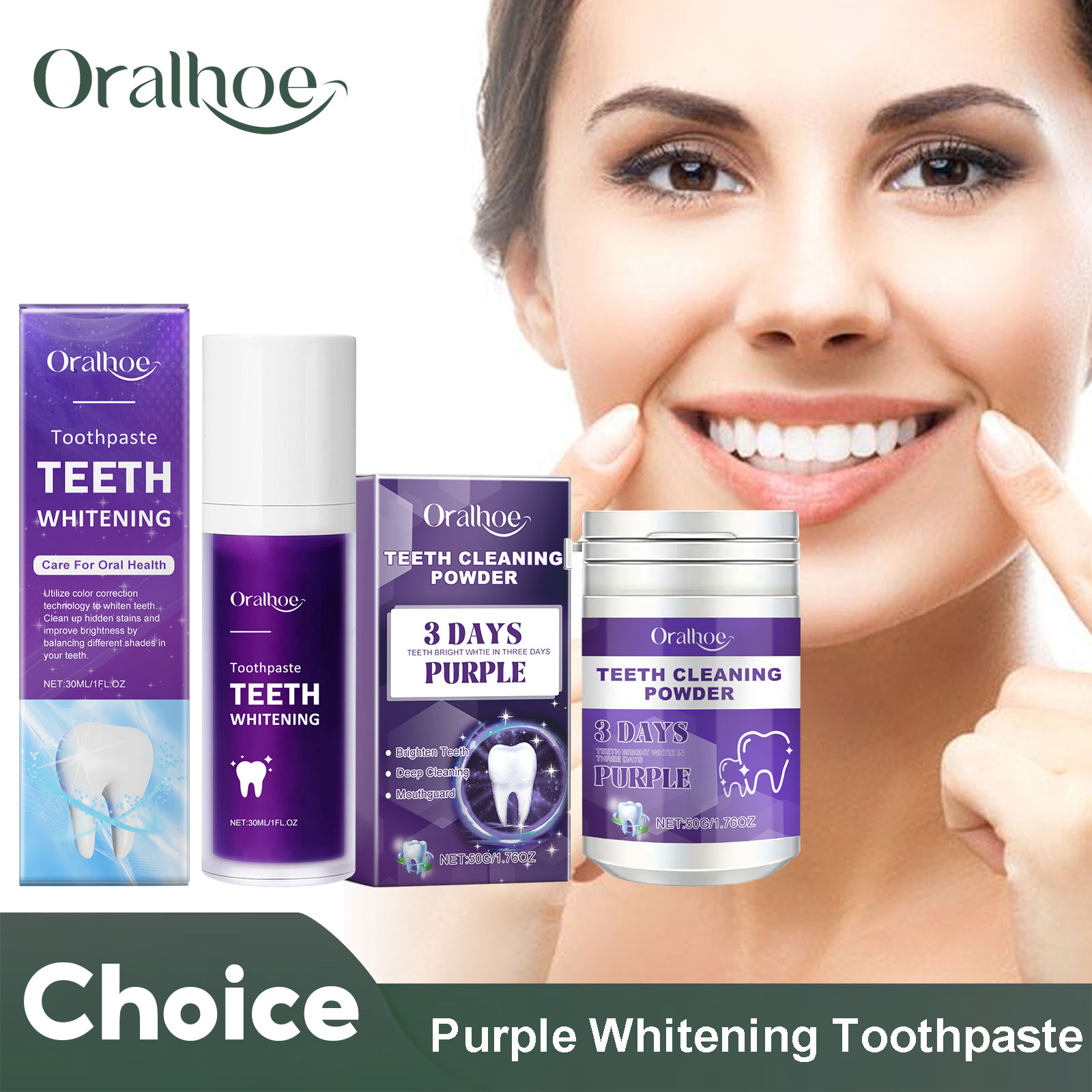 Teeth Paint Whitening - Corrector morado, pasta de dientes blanqueadora,