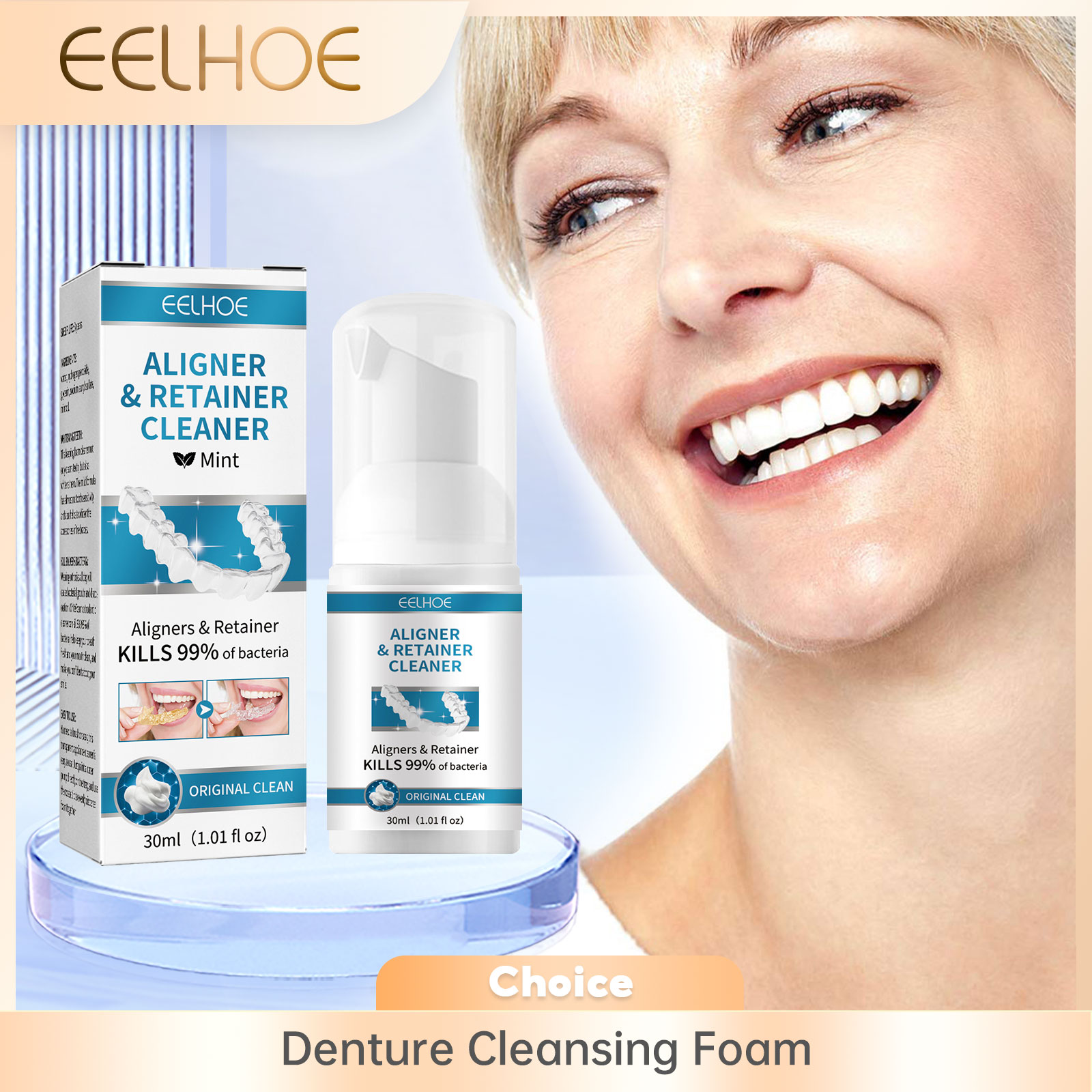 Teeth Whitening Toothpaste - Alineador limpiador de dentaduras postizas, espuma