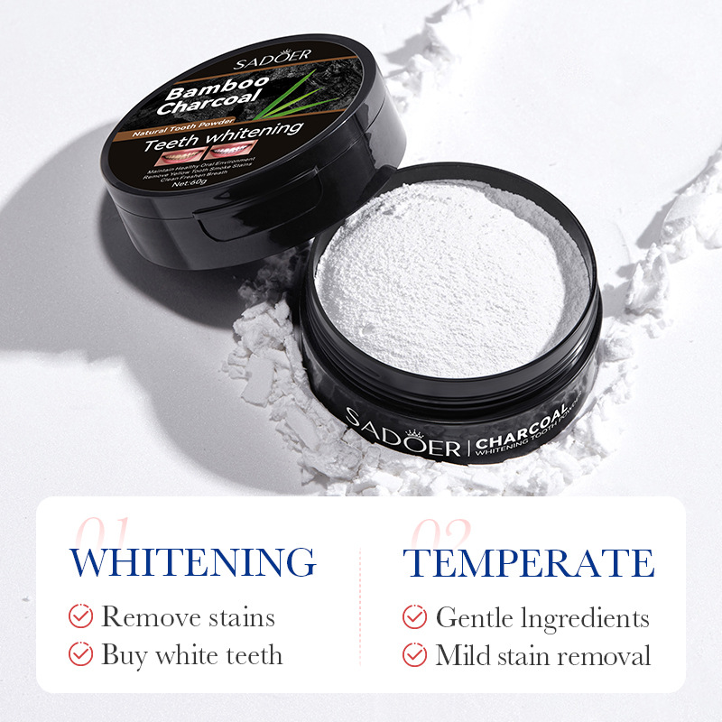 Polvo para blanquear los dient - Teeth Whitening Charcoal reseña y precio