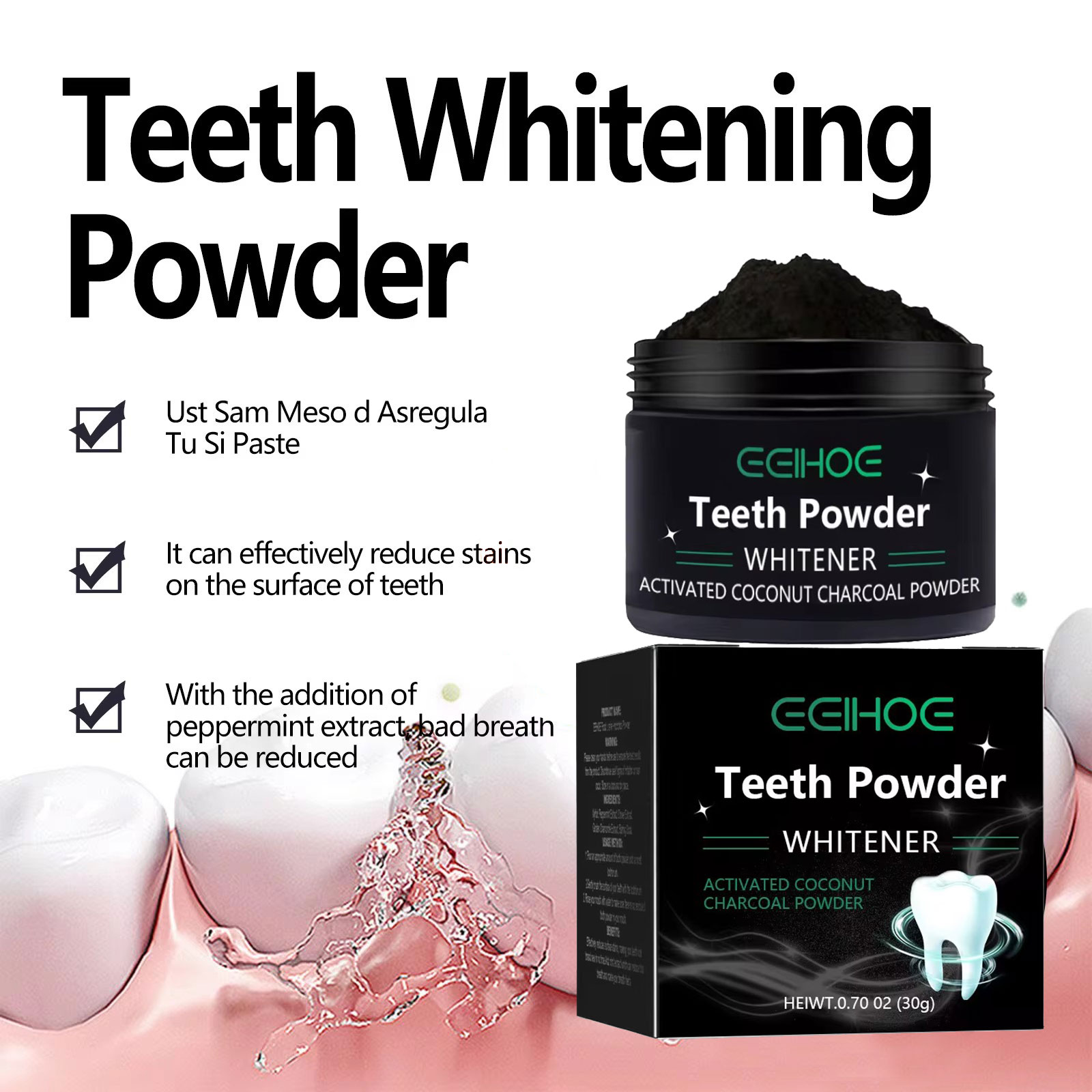 EELHOE-polvo de carbón para pr - Teeth Whitening Charcoal reseña y precio